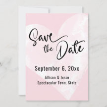 Weißes Wasserfarbenherz auf rosa Save the Date Kar