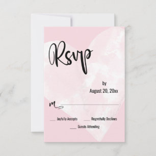 Weißes Wasserfarbenherz Blassrosa Hochzeit RSVP Karte