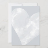 Weißes Wasserfarbenherz glücklich je nach Grau Einladung (Rückseite)
