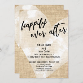 Weißes Wasserfarbenherz nach Burlap immer glücklic Einladung