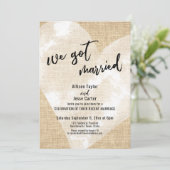 Weißes Wasserfarbenherz Wir Got Verheiratetes Burl Einladung (Stehend Vorderseite)