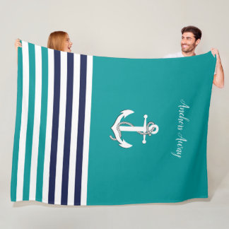 Weißes Wasserschiff/Anker weg/Aqua/Marineblau Fleecedecke
