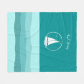 Weißes Wasserschiff/Segel weg/Aqua-Welle blau Fleecedecke (Vorderseite (Horizontal))