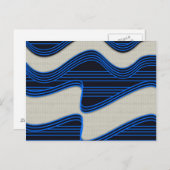 Weißes Wave Fabric Blaue Neonlinien Bild drucken Postkarte (Vorne/Hinten)