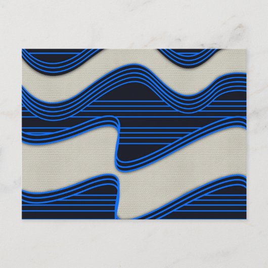 Weißes Wave Fabric Blaue Neonlinien Bild drucken Postkarte (Vorderseite)