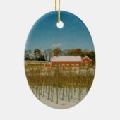 Weißes Weihnachten in Neu-England Keramik Ornament (Hinten)