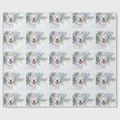 Weißes Weihnachten Pitbull Geschenkpapier (Flach)