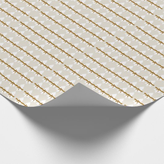 Weißes Weihnachtsbaum Wrapping Paper Beige Geschenkpapier (Ecke)