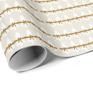 Weißes Weihnachtsbaum Wrapping Paper Beige Geschenkpapier