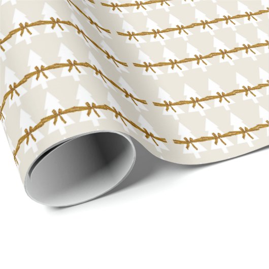 Weißes Weihnachtsbaum Wrapping Paper Beige Geschenkpapier (Rolleneckpunkt)