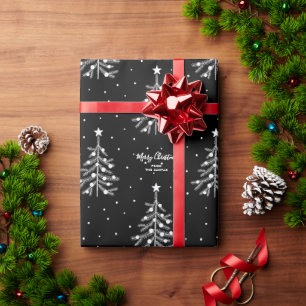 Weißes Weihnachtsbaummuster Benutzerdefinierter T Geschenkpapier