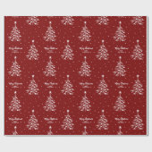 Weißes Weihnachtsbaummuster Benutzerdefinierter Te Geschenkpapier (Flach)