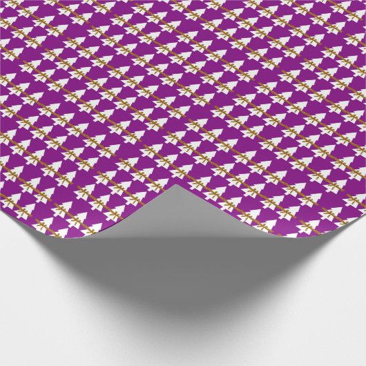 Weißes Weihnachtsbaumwrapping Paper Lila Geschenkpapier (Ecke)
