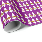 Weißes Weihnachtsbaumwrapping Paper Lila Geschenkpapier (Rolleneckpunkt)