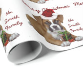 Weißes Weihnachtsboxerwelpen-Packpapier Geschenkpapier (Rolleneckpunkt)