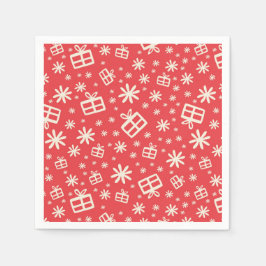 Weißes Weihnachtsbuch für Red Whimsical Party Serviette