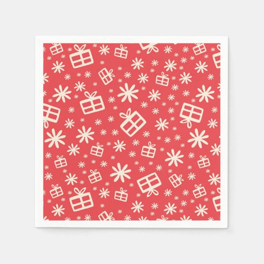 Weißes Weihnachtsbuch für Red Whimsical Party Serviette (Vorderseite)