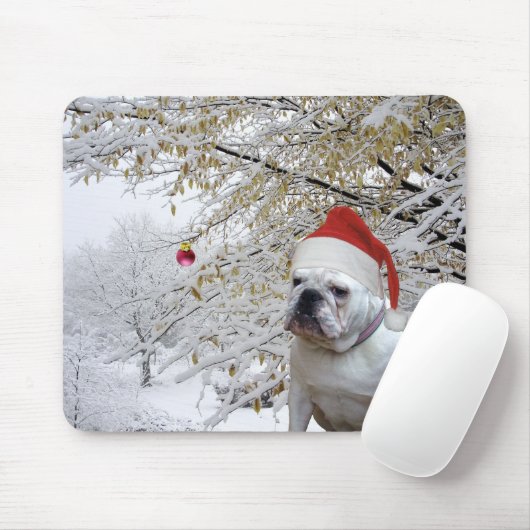 Weißes Weihnachtsbulldogge mousepad (Mit Mouse)