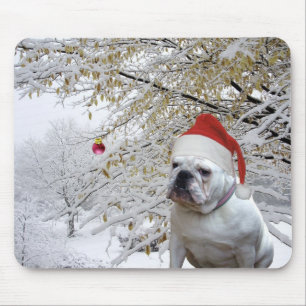 Weißes Weihnachtsbulldogge mousepad