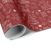 Weißes Weihnachtsfest - Konturen über Barrot Geschenkpapier (Rolleneckpunkt)