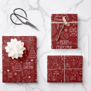 Weißes Weihnachtsfest - Konturen über Barrot Geschenkpapier Set