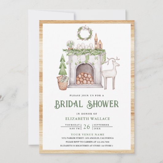 Weißes Weihnachtsfeuerplatz Foto Brautparty Einladung (Vorderseite)