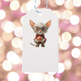 Weißes Weihnachtsgebäck mit Rothandschuhen Geschenkanhänger