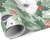 Weißes Weihnachtsgebäck und rotes Beerenmuster Geschenkpapier (Rolleneckpunkt)