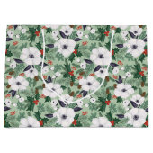 Weißes Weihnachtsgebäck und rotes Beerenmuster Große Geschenktüte (Vorderseite)