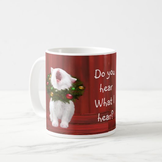 Weißes Weihnachtskätzchen Kaffeetasse (Vorderseite Links)