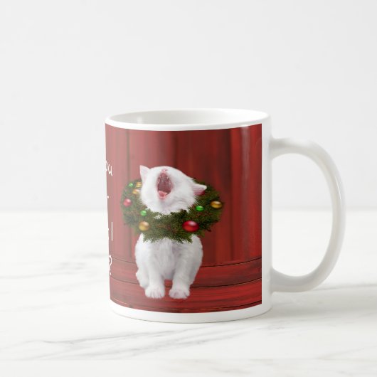 Weißes Weihnachtskätzchen Kaffeetasse (Rechts)