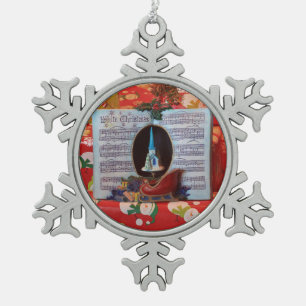 weißes Weihnachtslied Buch Schneeflocken Zinn-Ornament