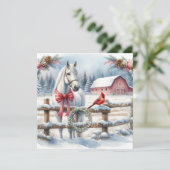 Weißes Weihnachtspferd und Kardinal Landwirtschaft (Stehend Vorderseite)