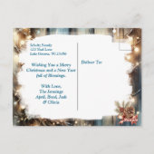 Weißes Weihnachtspferd und Kardinal Landwirtschaft Postkarte (Rückseite)