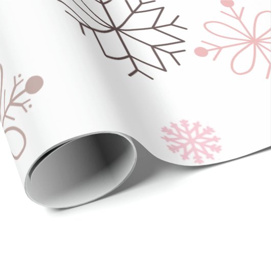 Weißes Weihnachtsschneeflocken Geschenkpapier (Rolleneckpunkt)