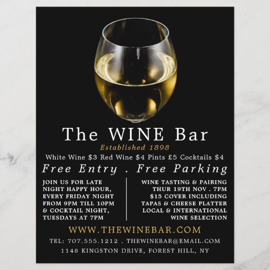 Weißes Weinglas, Weinwerbung/Bar Flyer (Vorne)