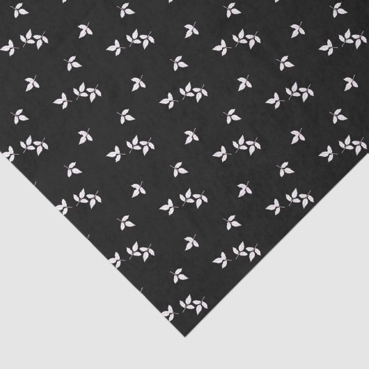 Weißes Weiß auf schwarzen Blätter - Gewebepapier Seidenpapier (Ausschnitt)