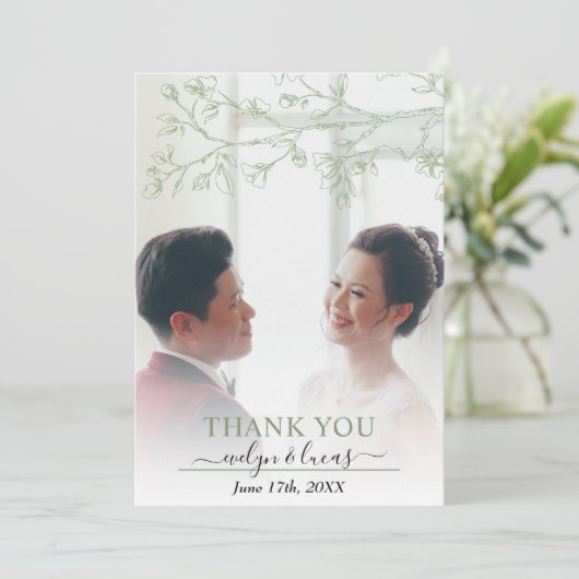 Weißes Weiß-Foto Dankeskarte (Stehend Vorderseite)