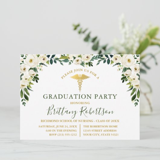 Weißes weißes Party von weißer Blüte Einladung (Stehend Vorderseite)