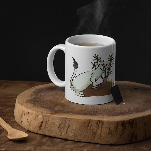 Weißes Wiesel Hermelin Winter Hermelin Wildtiere Kaffeetasse