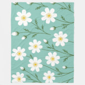 Weißes Wildblumen-Botanikmuster Fleecedecke (Vorderseite)