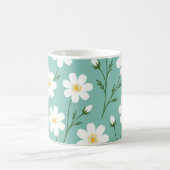 Weißes Wildblumen-Botanikmuster Kaffeetasse (Mittel)