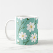 Weißes Wildblumen-Botanikmuster Kaffeetasse (Links)