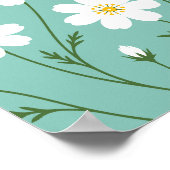 Weißes Wildblumen-Botanikmuster Poster (Ecke)