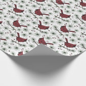 Weißes Winter-Rotkardinal-Muster Geschenkpapier (Ecke)