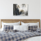 Weißes Winterpferd im Bergwald Leinwanddruck (Insitu (Schlafzimmer))