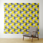 Weißes Wolfskopf-Musterdesign Gelb  Wandteppich (Beispiel (Horizontal))