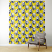 Weißes Wolfskopf-Musterdesign Gelb  Wandteppich (Beispiel)