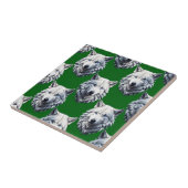 Weißes Wolfskopf-Musterdesign Grün Fliese (Seite)