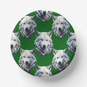 Weißes Wolfskopf-Musterdesign Grün Pappteller (Vorderseite)